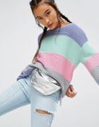 Asos Sweater In Stripe And Ripple Stitch - Multi