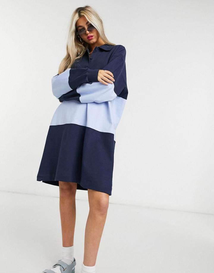 Weekday Margaret Mini Polo Dress In Navy-blues