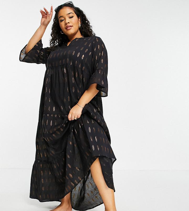Vero Moda Curve Beach Maxi Dress In Black
