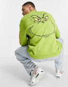 Asos Design Oversized Sweatshirt With The Grinch Print In Green