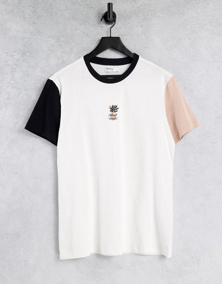 Bershka Color Block Sleeve T-shirt-neutral