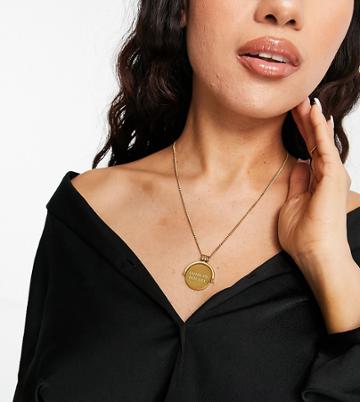 Hoops + Chains Ldn Double Sided Spinner Necklace With Life Status Slogan In 18kt Waterproof Gold Plate
