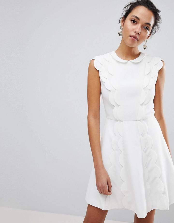 Ted Baker Triski A-line Skater Dress With Scalloped Panel - White