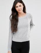 Lavand Gray Cable Knit Sweater - Gray