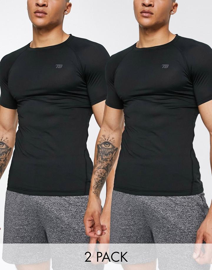 Threadbare Active 2 Pack Muscle Fit Training T-shirts In Black