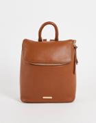 Paul Costelloe Leather Flap Top Backpack In Tan-brown