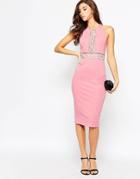 Tfnc Embellished Knee Length Pencil Dress - Pink