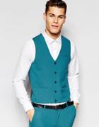 Asos Super Skinny Vest In Turquoise - Turquoise