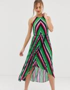 Ted Baker Shannah Pleated Maxi Dress In Stripe - Multi