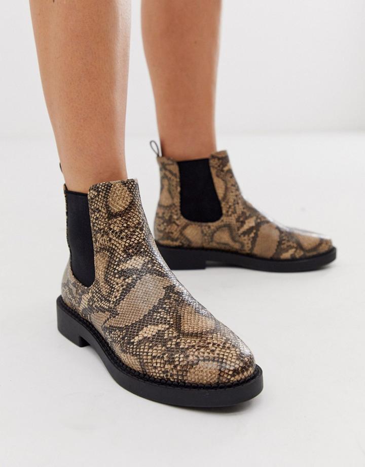 Asos Design Auto Chunky Chelsea Boots In Snake-multi
