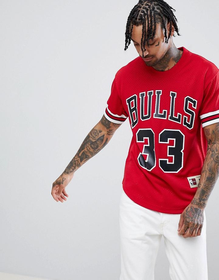 Mitchell & Ness Nba Chicago Bulls Mesh T-shirt In Red - Red