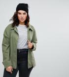 Asos Curve Washed Cotton Jacket - Green