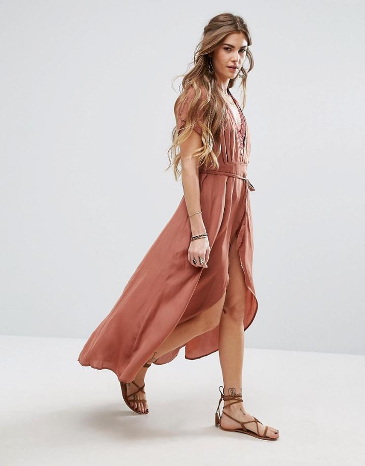 Honey Punch Wrap Front Tea Dress - Pink
