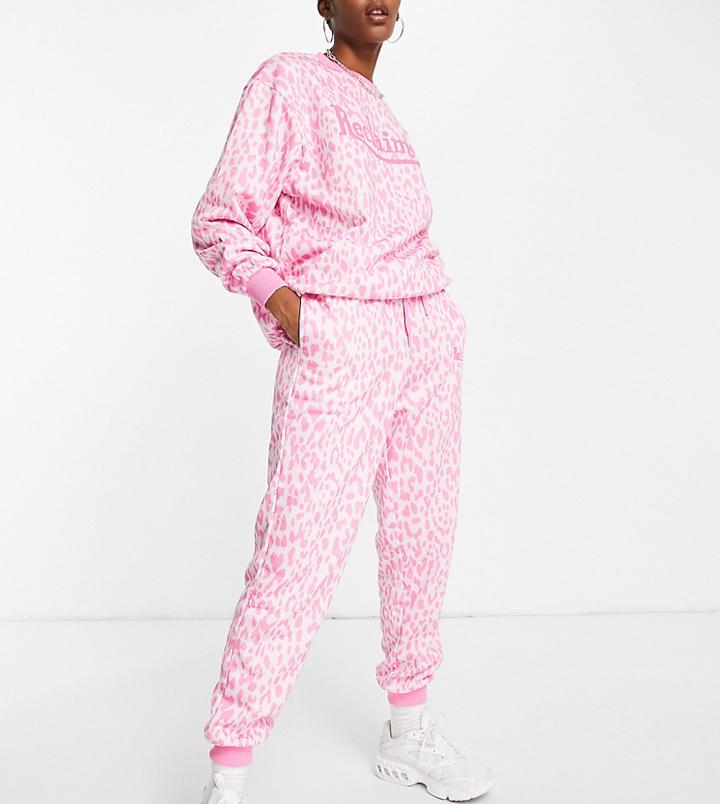 Reclaimed Vintage Inspired Pink Leopard Print Sweatpants - Part Of A Set