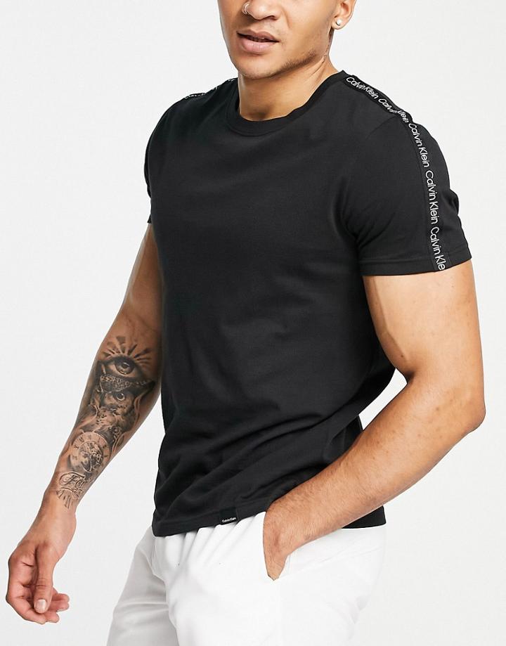 Calvin Klein Relaxed Fit Swim T-shirt With Taping In Black