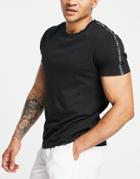 Calvin Klein Relaxed Fit Swim T-shirt With Taping In Black