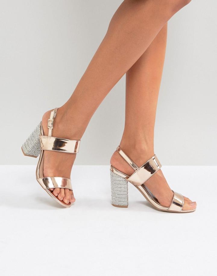 Qupid Sparkle Block Sandal - Clear