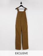 Reclaimed Vintage Inspired Unisex Overalls In Washed Khaki-green