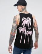 New Love Club Palm Back Print Tank - Black