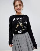 Asos Design Christmas Prosecco Sweater With Sequin Detail - Multi