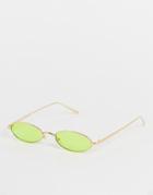 Public Desire Mini Oval Sunglasses In Neon Yellow
