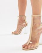 Public Desire Tame Clear Heeled Ankle Boots - Beige