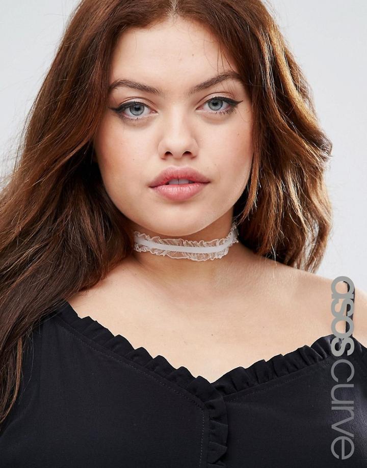 Asos Curve Mini Ruffle Choker Necklace - Cream