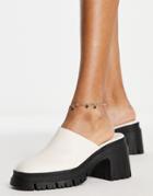 Asos Design Shake Chunky Mid Heeled Mules In Off White