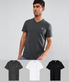 Abercrombie & Fitch 3pack T-shirt V-neck Muscle Slim Fit In Black/white/gray - Multi