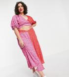 Twisted Wunder Plus Midi Skirt In Mixed Patchwork Floral - Part Of A Set-multi