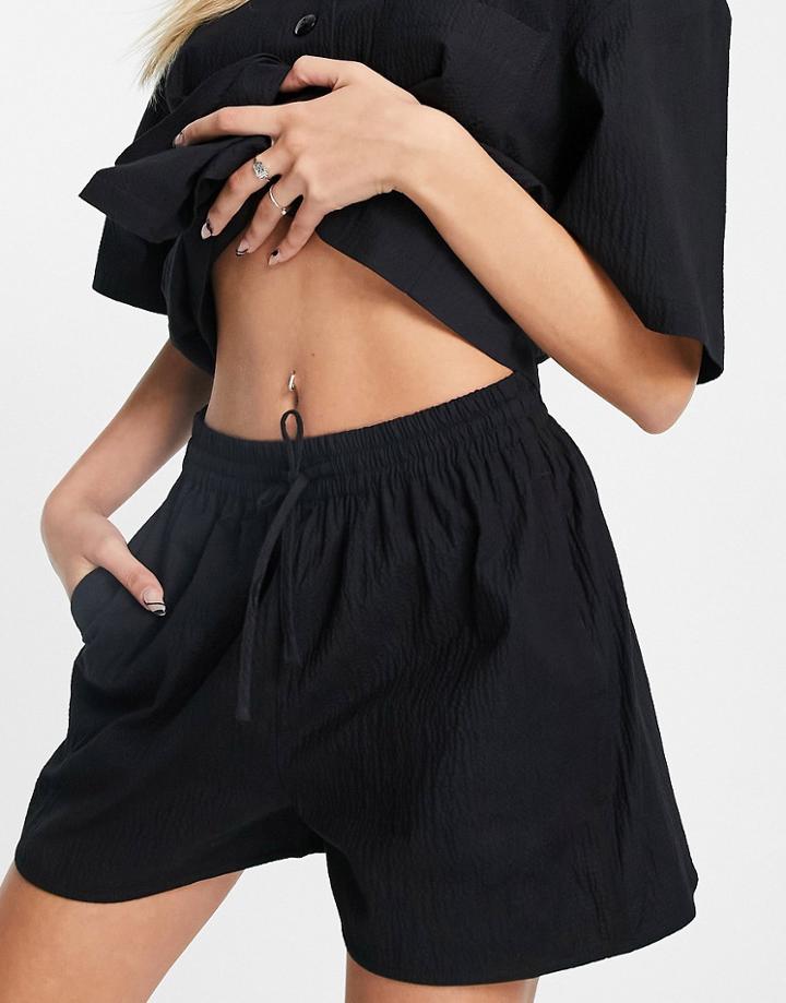 Topshop Set Casual Crinkle Runner Short In Black