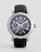Versus Versace Steenberg Vsp520218 Chronograph Leather Watch In Black 45mm - Black