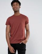 Asos T-shirt With Roll Sleeve In Red - Red