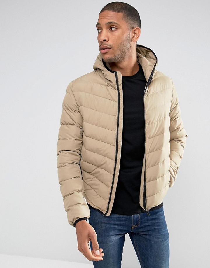 Brave Soul Nylon Hooded Padded Hooded Jacket - Gray