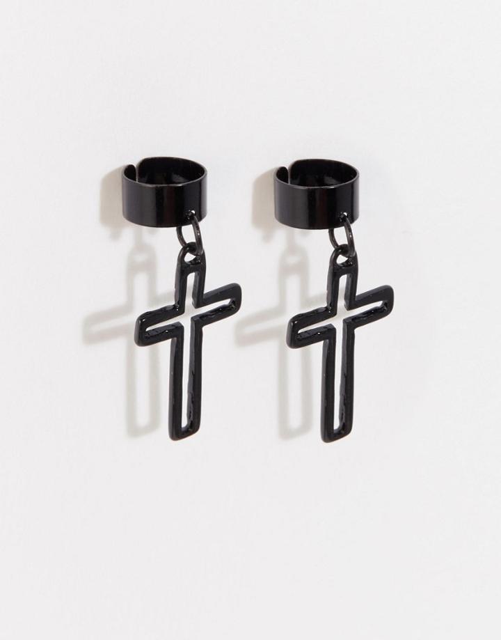 Designb Cross Ear Cuffs - Black