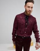 Asos Party Regular Fit Polka Dot Shirt With Pussybow - Red