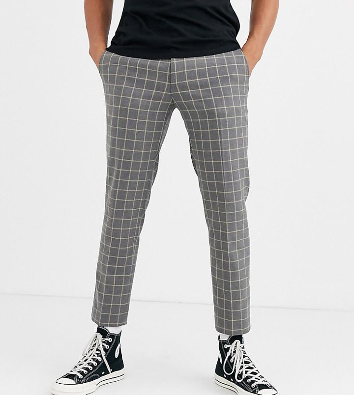Heart & Dagger Skinny Fit Suit Pants In Gray Grid Check