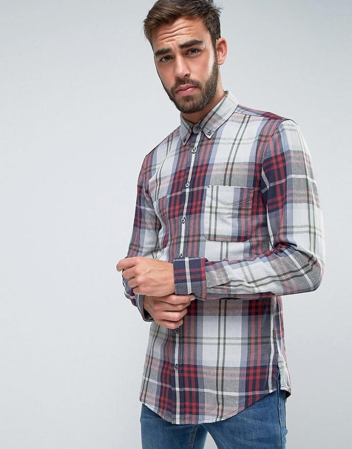 Boss Orange By Hugo Boss Check Flannel Shirt - Navy