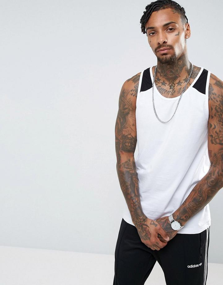 Asos Tank With Contrast Detail - White