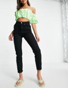 Asos Design High Rise Farleigh 'slim' Mom Jeans In Clean Black