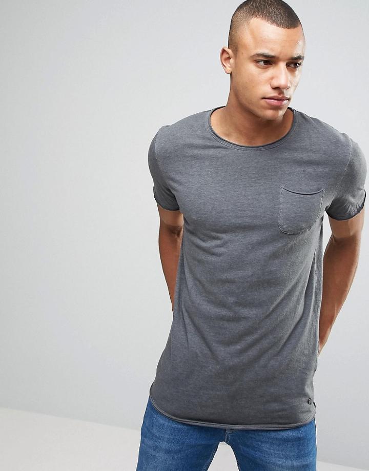 Jack & Jones Vintage Longline T-shirt With Pocket - Black