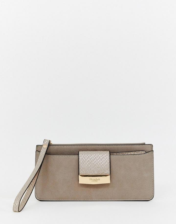 Dune Slim Foldover Purse In Taupe Metallic - Beige