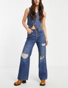 Only Hope Wide Leg Jeans With Rips In Light Blue Wash