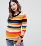 Asos Design Maternity Ribbed Sweater In Fine Knit In Stripe - Multi