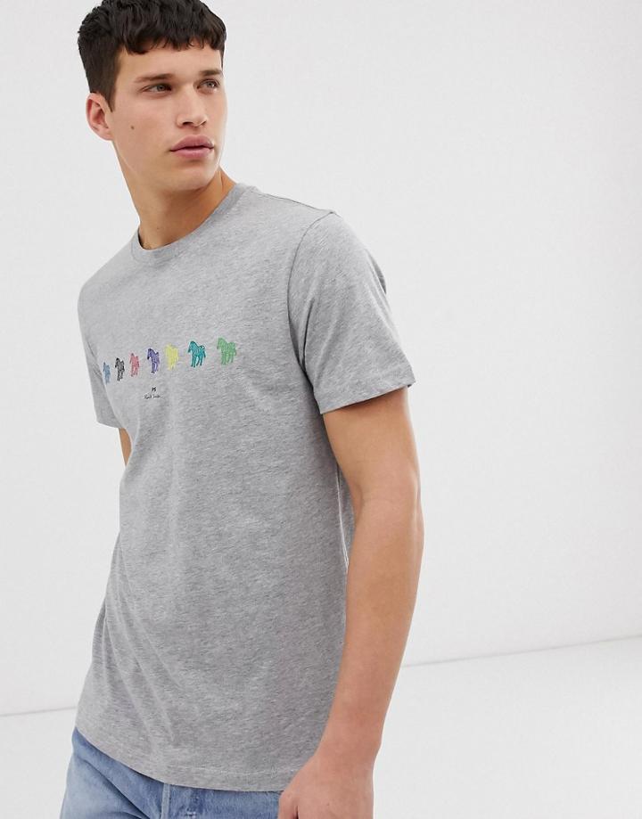 Ps Paul Smith Slim Fit Mini Zebra T-shirt In Gray