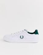 Fred Perry B721 Leather Sneakers In White/green - White