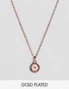 Ted Baker Button Pendant Necklace With Swarovski Crystal - Gold