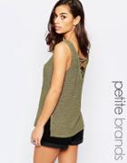 New Look Petite Cross Back Tank - Green