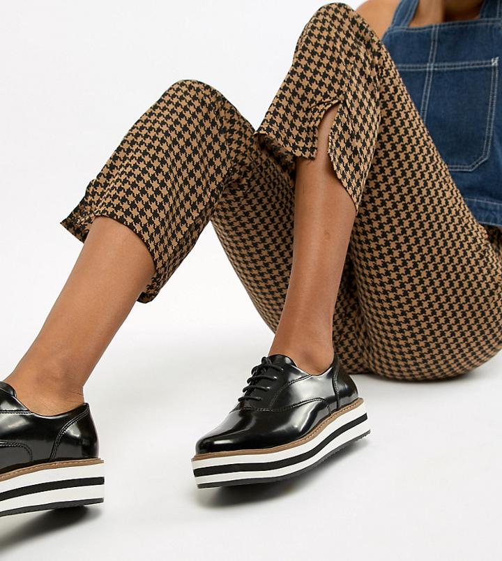 Monki Platform Lace Up Shoes In Black - Black