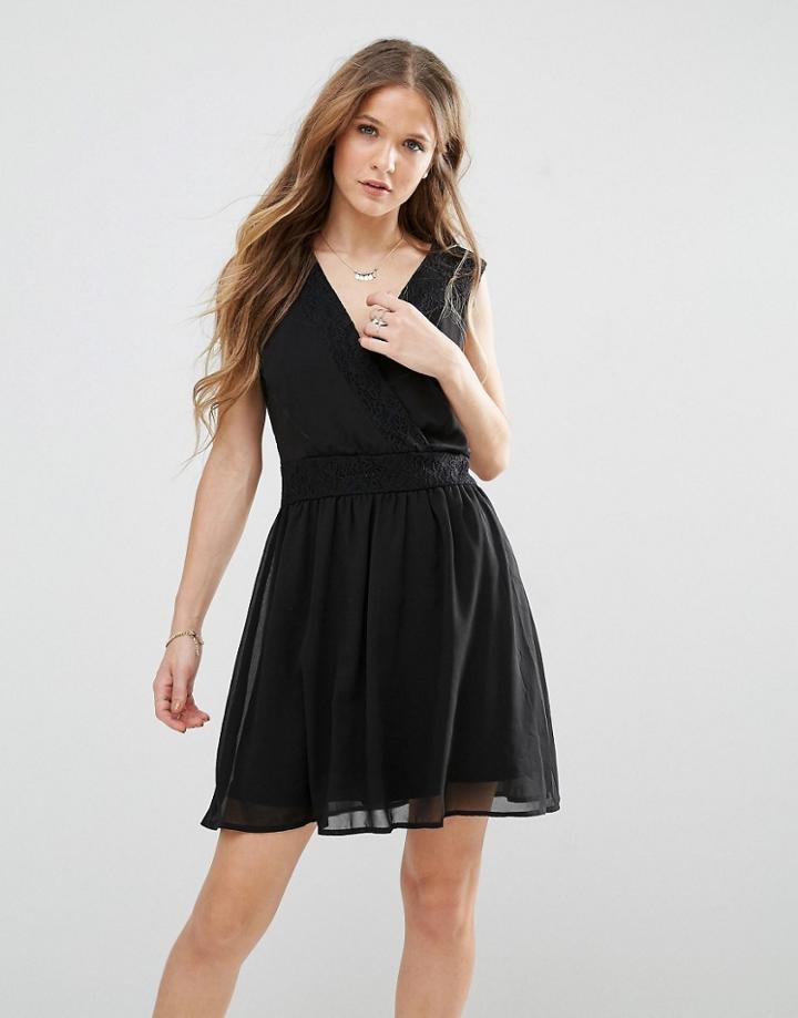 Pussycat London Dress With Wrap Top - Black